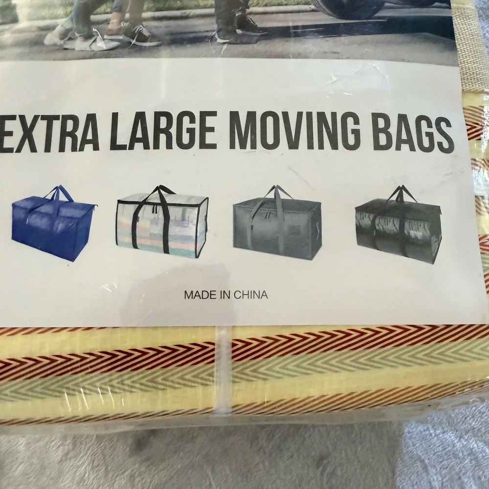 BALEINE 6 Pack Extra Large Moving Bags with Windows Color Stripe Heavy Duty Tote